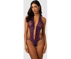 Ayisigi Renee Elegant Lace Bodysuit Violetinė - Openwork, Adjustable Straps L/XL