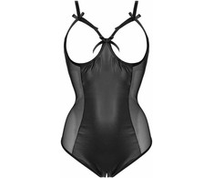 Ayisigi Mistique Wetlook Bodysuit with Mesh Panels and Satin Lacing by Mistique, S/M