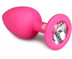 Pink Rožinė EasyToys Diamond Plug Small Rožinė - Silicone Intimate Priedas with Jewel Base
