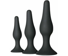 EasyToys Anal Training Set - 3 Size Silicone Model, Juodas