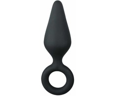 EasyToys Silicone Juodas Plug with Pull Ring - Small, Ergonomic Design