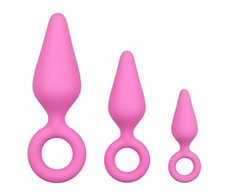 EasyToys Silicone Intimate Plug Set Rožinė - 3 Sizes, Pull Ring Handle