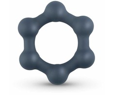 Boners Hexagon Silicone Ring with Integrated Steel Elements, Juodas