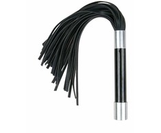 Kiotos Flogger with Metal Handle - Durable Faux Leather, Juodas, 45 cm