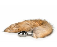 Rimba Aliuminio Plug with Faux Fox Tail - Sidabrinis &amp; Pilkas, Medium