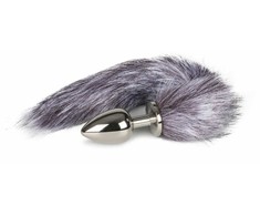 EasyToys Aluminum Plug with Faux Fox Tail - Sidabrinis Medium