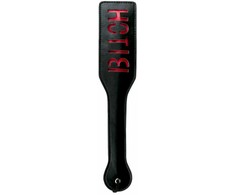 Easytoys Ouch! Juodas Leather Paddle with Raudona Lettering - Ergonomic Handle