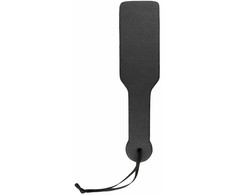 Ouch! Juodas PU Leather Impact Paddle - Ergonomic, Durable, 32 cm