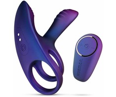 Blue Mėlyna Hueman Vibrating Silicone Ring with Remote Control - 10 Modes, Mėlyna