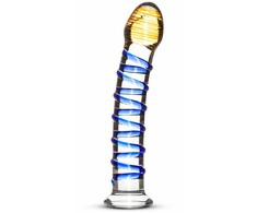 Blue Mėlyna EasyToys Glass Intimate Device No. 1 Transparent-Mėlyna Curved Design