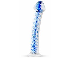 Blue Mėlyna Glas Glass Intimate Model No. 4 - Transparent with Mėlyna Spiral, Flat Base