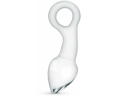 Glas No. 13 Curved Glass Plug with Pull Ring - Transparent, Medium Size