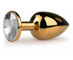 Rimba Aliuminio Plug with Large Crystal - Tapered Design, Sidabrinis