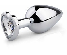 Rimba Aliuminio Heart Gem Plug - Medium, Tapered, Polished Sidabrinis