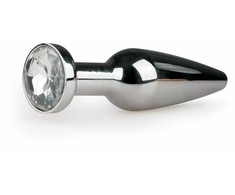 Sinner Gear Metal Plug Sidabrinis Large with Clear Crystal Accent