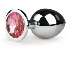 Rimba Metal Intimate Plug Sidabrinis-Rožinė Medium - Aluminum, Crystal Accent