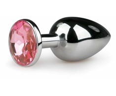 Diogol Aliuminio Intimate Plug Sidabrinis/Rožinė S - Crystal Accent, Small Size