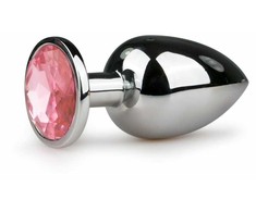 Pink Rožinė Sinner Gear Sidabrinis Intimate Plug with Rožinė Crystal Large Aliuminio