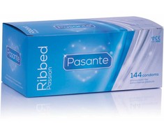 Pasante Healthcare Pasante Ribbed 144-Pack Textured Transparent Latex Protection, Medium Size