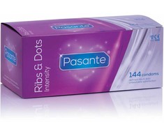 Pasante Healthcare Pasante Ribs &amp; Dots Intensity Textured Condoms 144 pcs CE 52mm