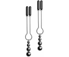 XR Brands Master Series Decorative Nipple Clamp Set with Triple Beads