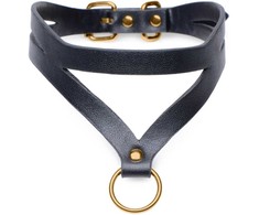XR Brands Bondage Baddie Adjustable Collar with O-Ring - Juodas
