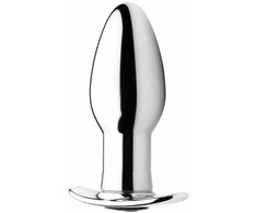 XR Brands Chrome Blast Small Metal Plug Rechargeable Vibrating Remote