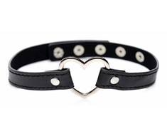 Xr Brands Dark Heart Chrome Heart Juodas Vegan Leather Adjustable Choker