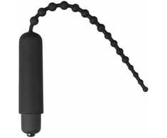 XR Brands Dark Rod Juodas Vibrating Beaded Silicone Urethral Device 24cm
