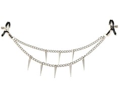 Xr Brands Daggers Adjustable Double Chain Nipple Clamps with Spiked Metal Chains