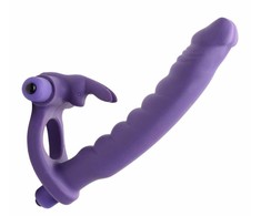 XR Brands Double Delight Rabbit Ring Vibrating System Violetinė Silicone