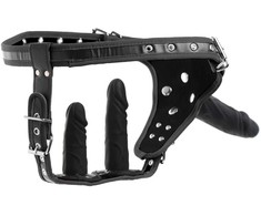 XR Brands Strap-On Harness System Triple Silicone Set, Adjustable