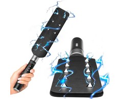 Xr Brands E-Stim Spiked Paddle Juodas - Electro Conductive Impact Tool, PU Leather