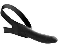 Xr Brands Master Series Face Fuk Strap-On Gag - Adjustable Latex Head Harness Juodas
