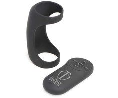 XR Brands G-Shaft Silicone Ring with Remote Control, Atsparus vandeniui, Juodas