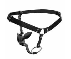 XR Brands Master Series Adjustable Harness with Silicone Plug Juodas