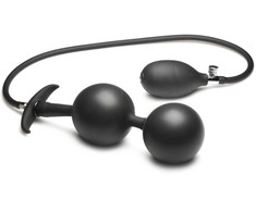 XR Brands Ass Rattler Inflatable Silicone Plug with Weights Juodas