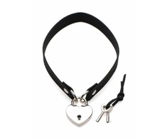 Xr Brands Lock-It Choker with Heart Lock &amp; Key - Adjustable Juodas Strap