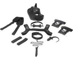 XR Brands Neoprene Puppy Kit Juodas - Complete Roleplay Set, Adjustable Fit