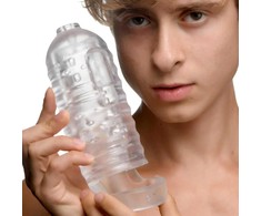 Xr Brands Milker Transparent TPE Intimate Device with Support Strap, Universal Fit