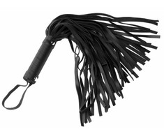 Xr Brands Pleather Pleasure Mini Flogger Juodas PU Leather Compact 34cm