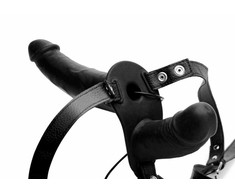 Xr Brands Supreme Pleasure Vibrating Double Silicone System with Adjustable Harness