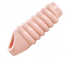 XR Brands Master Series Ribbed Sleeve Light TPR 5.75in with Support Strap