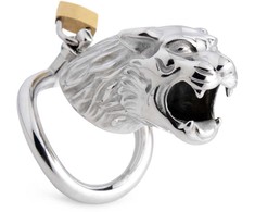 Xr Brands Master Series Tiger King Stainless Lockable Chastity System, Sidabrinis