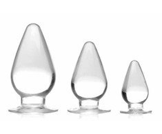XR Brands Triple Cones Anal Plug Set 3 Sizes Transparent TPE