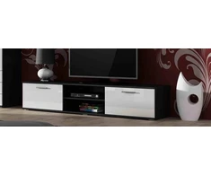 TV staliukas Cama Meble RTV spintelė SOHO 180 juoda/balta blizgi
