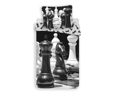 Patalynė bawełniana 140x200 szachy poszewka 70x90 chess August 23