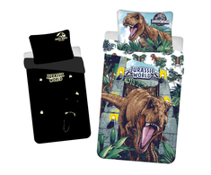 Patalynė świecąca w ciemności 140x200 Dinozaur Jurassic World Roar bawełniana poszewka 70x90