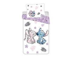 Patalynė bawełniana 140x200 Lilo i Stitch balta violetinė poszewka 70x90 August 23