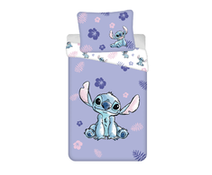 Patalynė bawełniana 140x200 Lilo i Stitch violetinė poszewka 70x90 JF 02